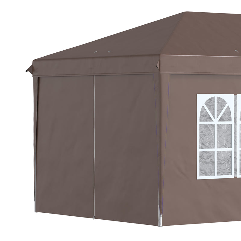 Outsunny 3 x 6m Pop Up Gazebo Height Adjustable Party Tent w/ Storage Bag Brown