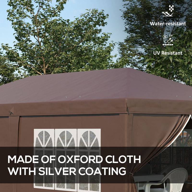 Outsunny 3 x 6m Pop Up Gazebo Height Adjustable Party Tent w/ Storage Bag Brown