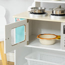 Kids Kitchen Play Cooking Toy Set w/ Pots, Cooking Bench for 3-6 Years Old