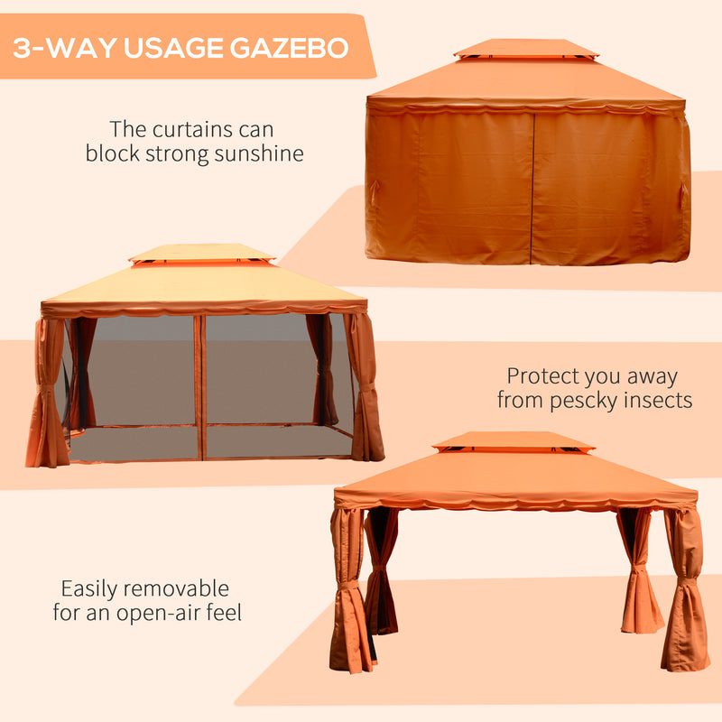 Outsunny Garden Gazebo - Orange