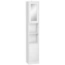 kleankin Tall Bathroom Storage Cabinet Narrow Freestanding Cabinet with Mirror