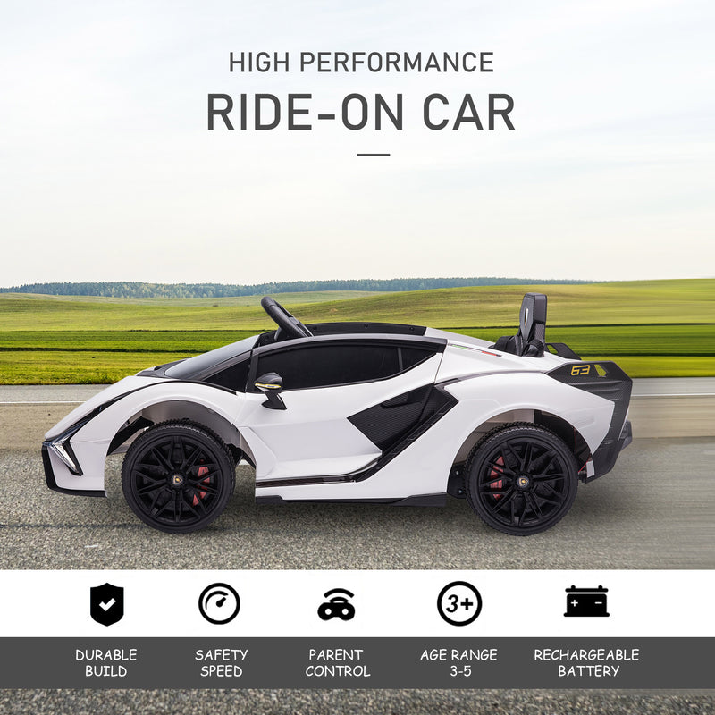 HOMCOM Kids Electric Ride On Car Lamborghini Sian - White