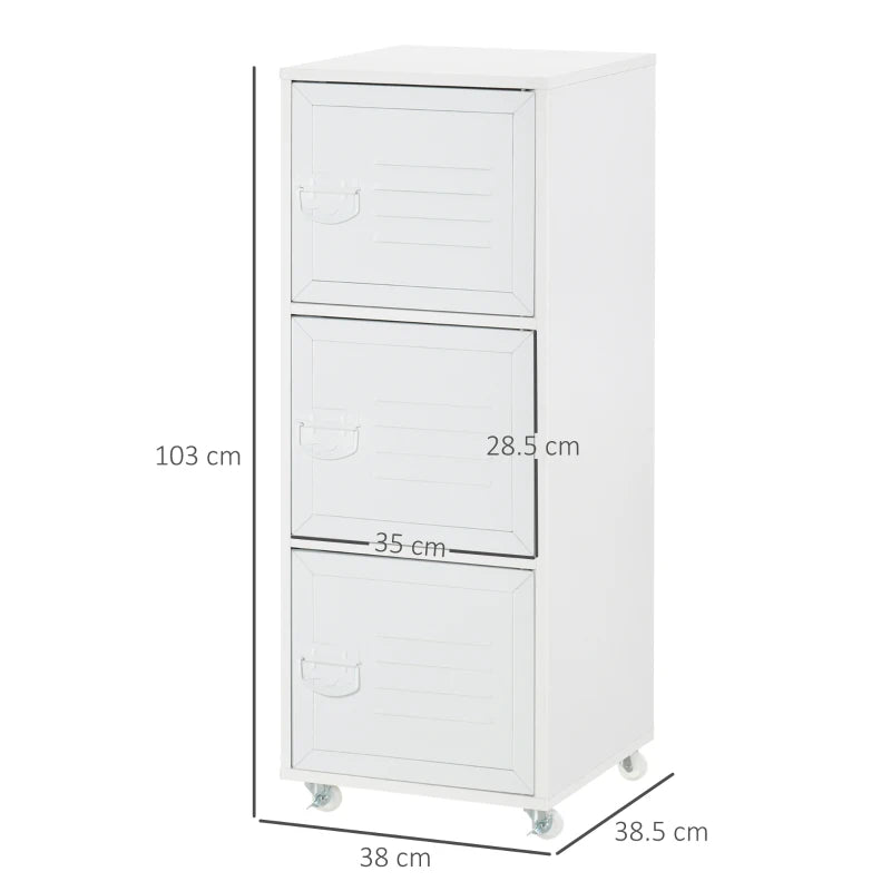 HOMCOM Filing Cabinet with Metal Door 103x38x38cm White
