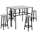 HOMCOM 6-Piece Industrial Bar Table Set, 2 Kitchen Tables with 4 Stools, Grey