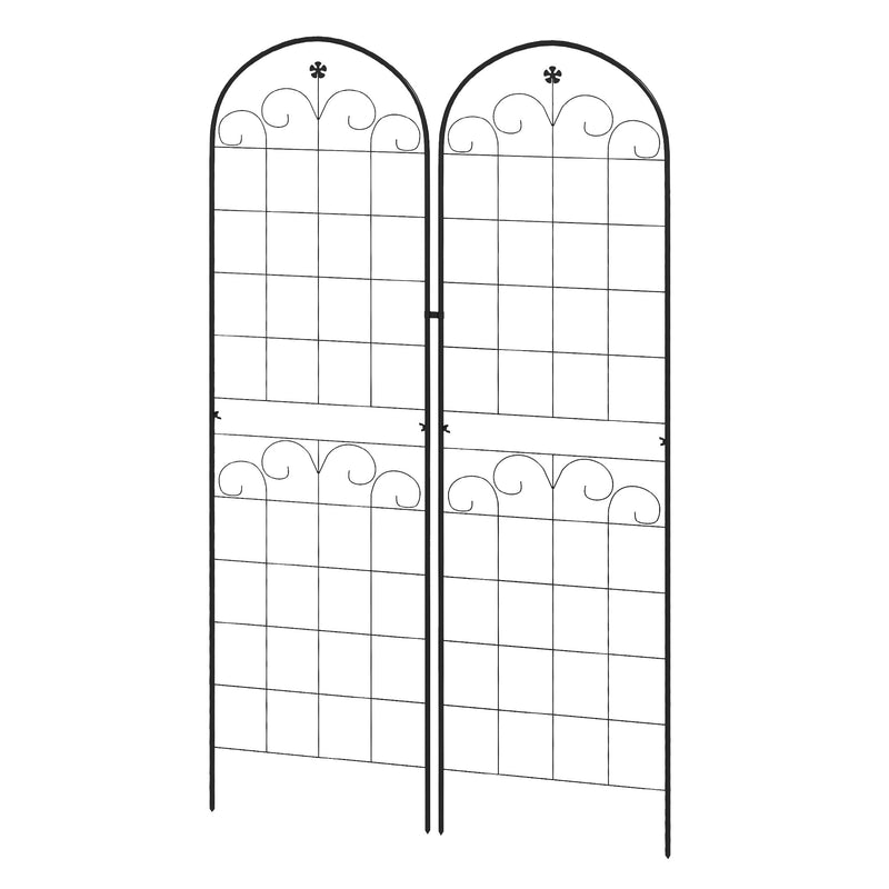 Outsunny Set of 2 Metal Trellis for Climbing Plants, Floral Design