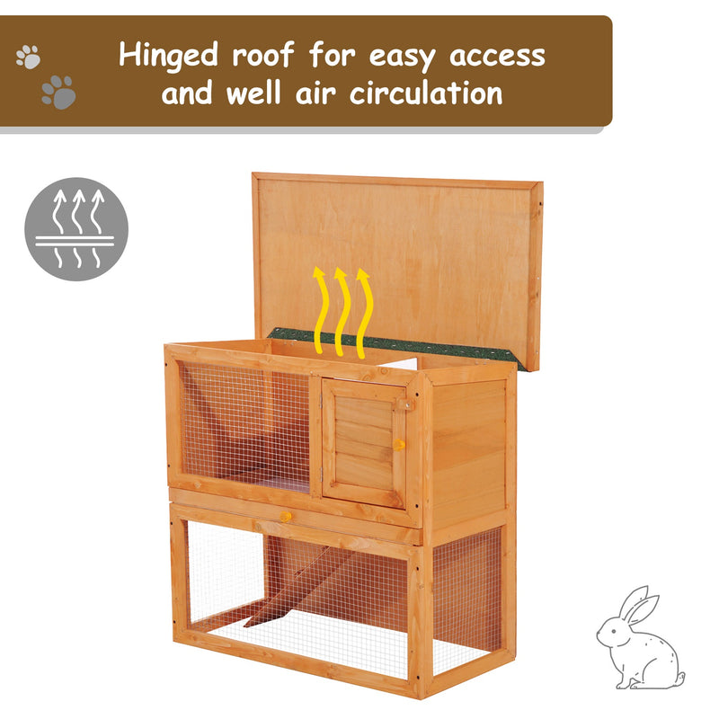 PawHut-2 Tier Rabbit Hutch