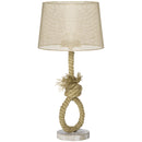 HOMCOM Farmhouse Table Lamp with Fabric Lampshade Knotted Hemp Rope for Study