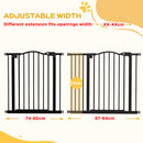 PawHut 74-94cm Adjustable Metal Pet Gate Safety Barrier w/ Auto-Close Black