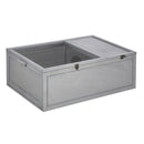 PawHut 94 cm Wooden Tortoise House Turtle Habitat Small Reptile Cage Grey