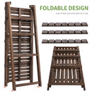 Outsunny 4-Tier Wooden Plant Shelf Foldable Flower Pots Holder Stand