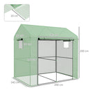 Outsunny Walk-in Green House with Roll-up Door and Mesh Windows, 200x140x200cm