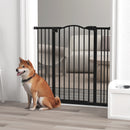 PawHut 74-100cm Adjustable Metal Pet Gate Safety Barrier w/Auto-Close Door Black
