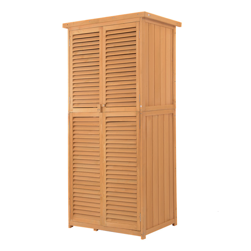 Outsunny 87 x 47 x 160cm Wooden Garden Storage Shed w/ Asphalt Roof, Natural