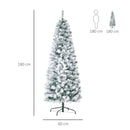 HOMCOM Christmas Tree Snow Flocked Slim 6' with 250 Warm White LED Lights
