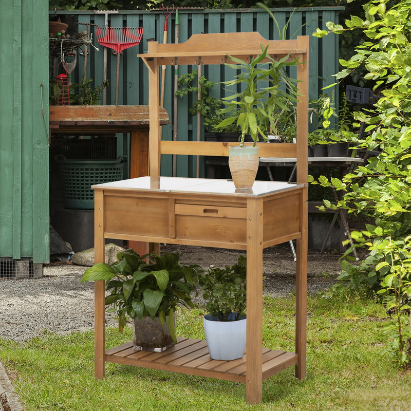 Outsunny Wooden Garden Potting Table