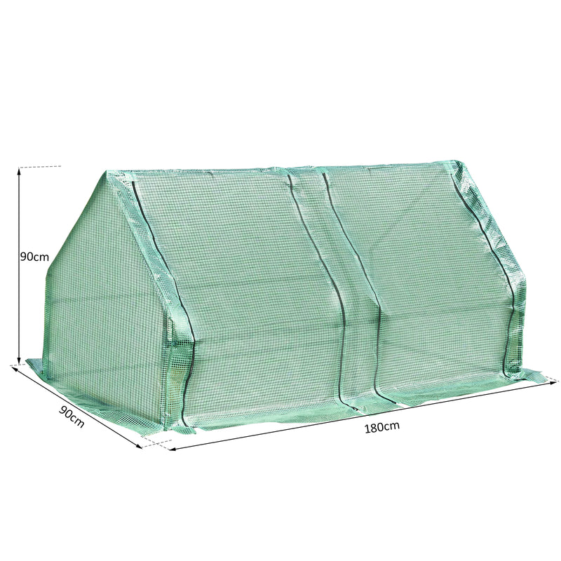 Outsunny 180x90x90cm Mini PE Grid Cover Steel Frame Greenhouse Green