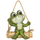 Outsunny Hanging Frog on Swing Sculpture Garden Statue Indoor Outdoor Ornament