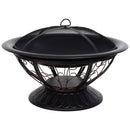 Outsunny Steel Lift-Top Screen Firepit Black