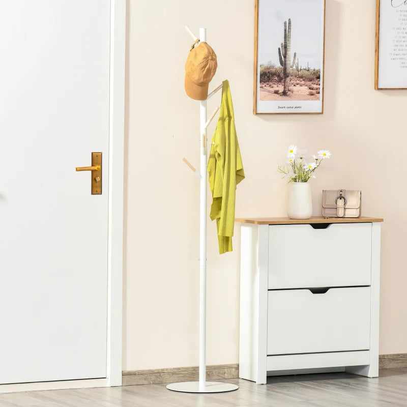 HOMCOM Coat Rack with 6 Hooks 174cm - White