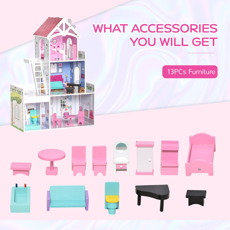 Kids Dollhouse Dreamhouse Villa for Toddler Children with Furniture Accessories