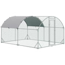 PawHut Walk-In Chicken Run Galvanised Chicken Coop w/ Cover 2.8 x 3.8 x 2m