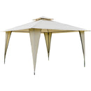 Outsunny 3.5x3.5m Side-Less Outdoor Canopy Gazebo 2-Tier Roof Steel Frame Beige