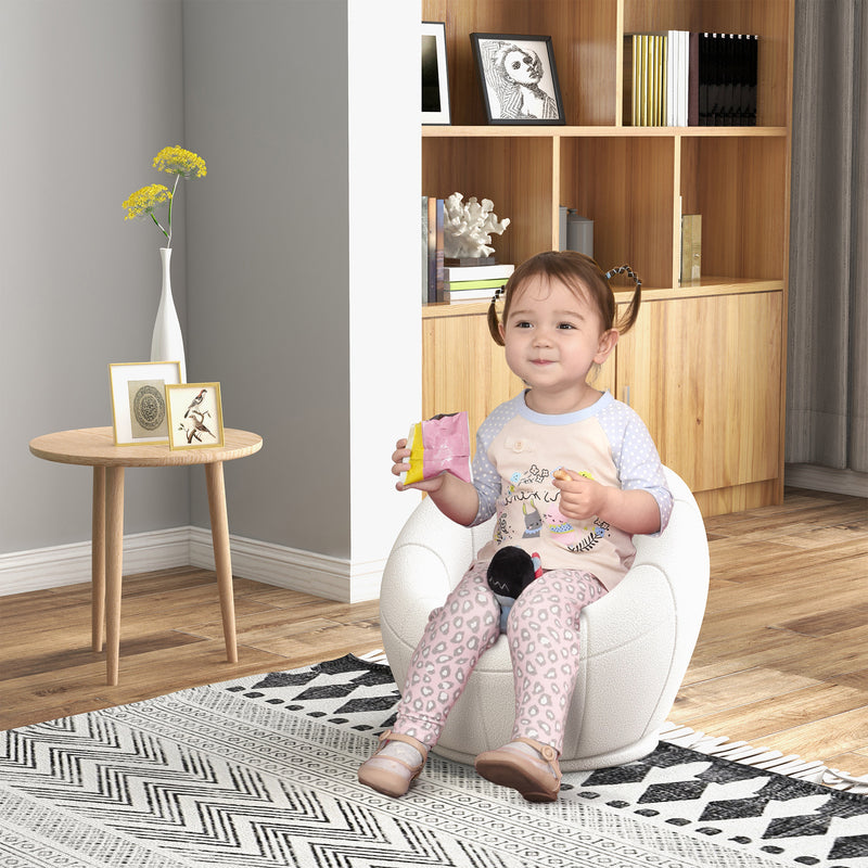 HOMCOM Modern Round Boucle Armchair Accent Chair for Living Room Bedroom White