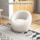 HOMCOM Modern Round Boucle Armchair Accent Chair for Living Room Bedroom White