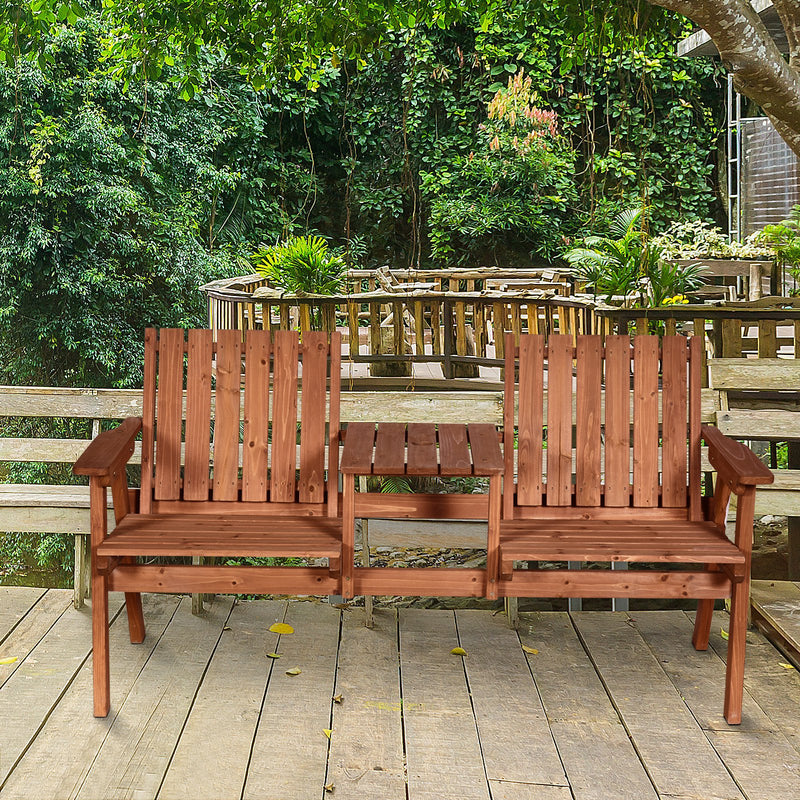 Outsunny-2 Seater Garden Bench With Table - Main Image