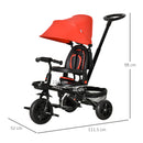 Baby Tricycle 4in1 Stroller with Handle - Red