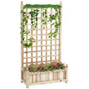 Outsunny Raised Garden Bed with Trellis Garden Planters Indoor Outdoor Natural