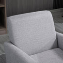 HOMCOM Modern Armchair Accent Chair with Rubber Wood Legs for Bedroom Light Grey