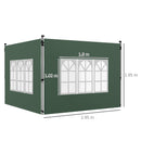 Outsunny Gazebo Side Panels for 3x3(m) or 3x4m Pop Up Gazebo, 2 Pack, Green