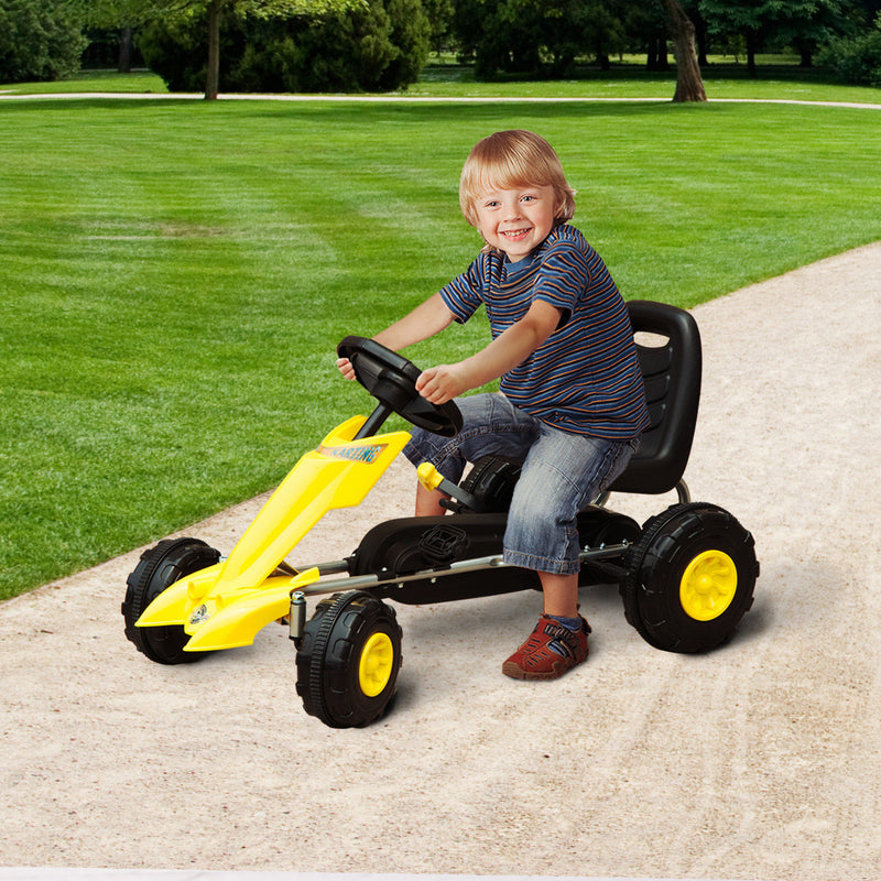 HOMCOM Kids Pedal Go Kart - Yellow & Black