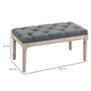 HOMCOM Vintage Shoe Benches with Wood Frame 80x40x41cm - Grey