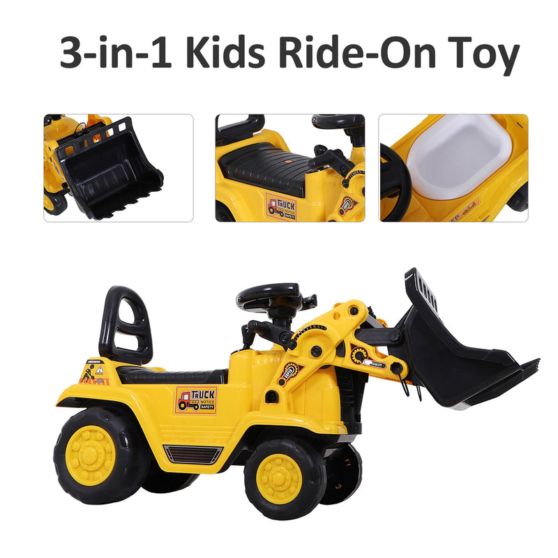 HOMCOM Kids Ride On Toy Bulldozer Digger 3 in 1