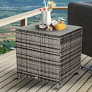 Outsunny Side Table Furniture Tempered Glass Garden Patio Wicker Mixed Grey