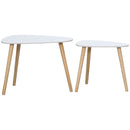 HOMCOM Side Table Set of 2, Modern End Coffee Bedside Tables White Natural