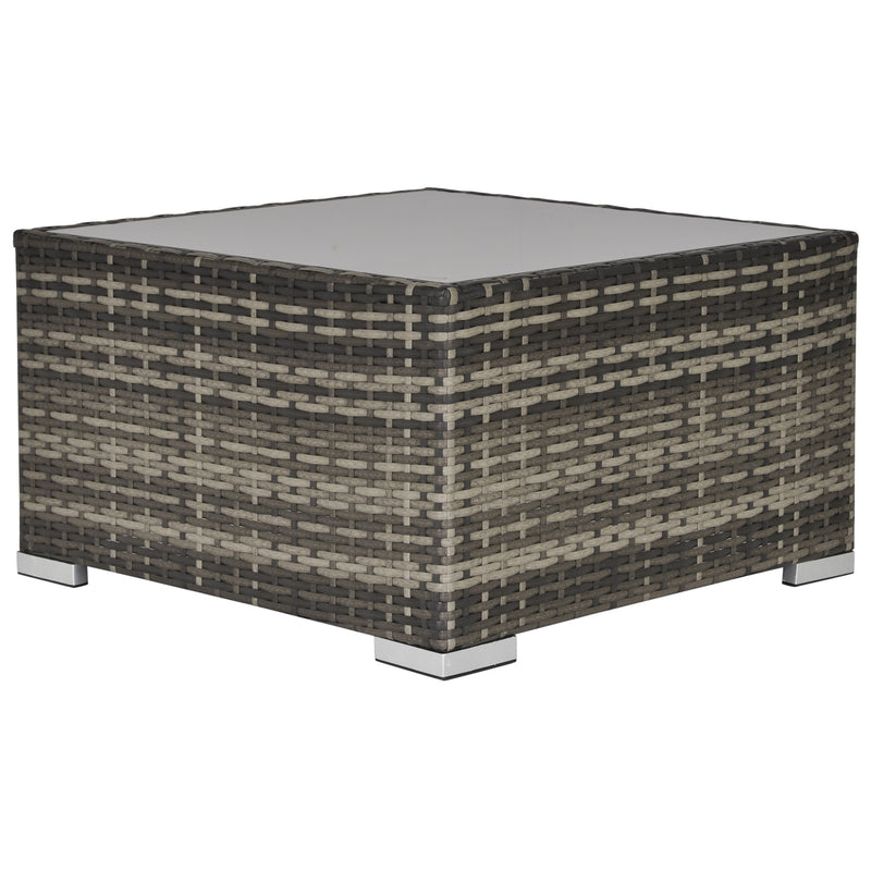 Outsunny Patio Wicker Coffee Table w/ Glass Top Suitable for Garden Backyard