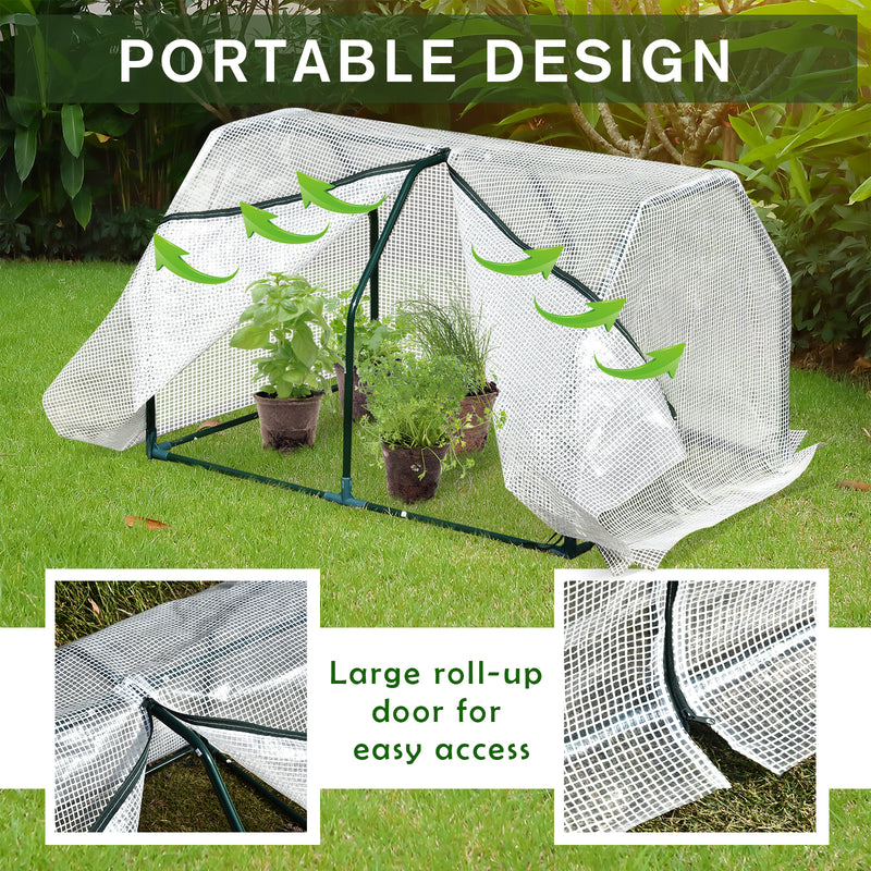 Outsunny 99x71x60cm Mini PVC Cover Steel Frame Greenhouse