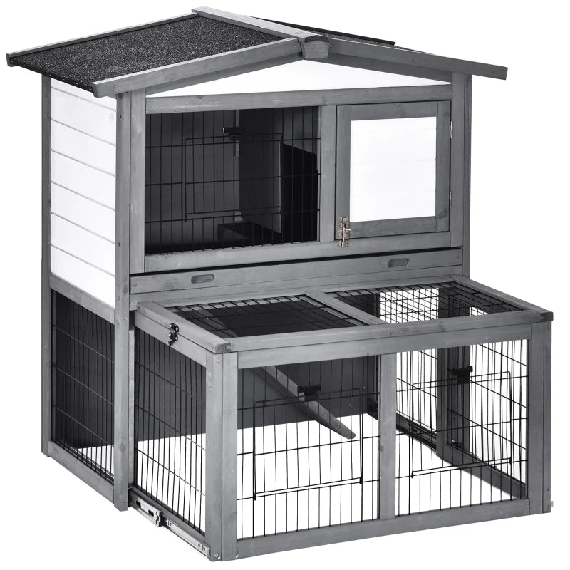 Pawhut Rabbit Hutch Grey