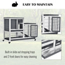 Two Level Rabbit Hutch - Grey & White