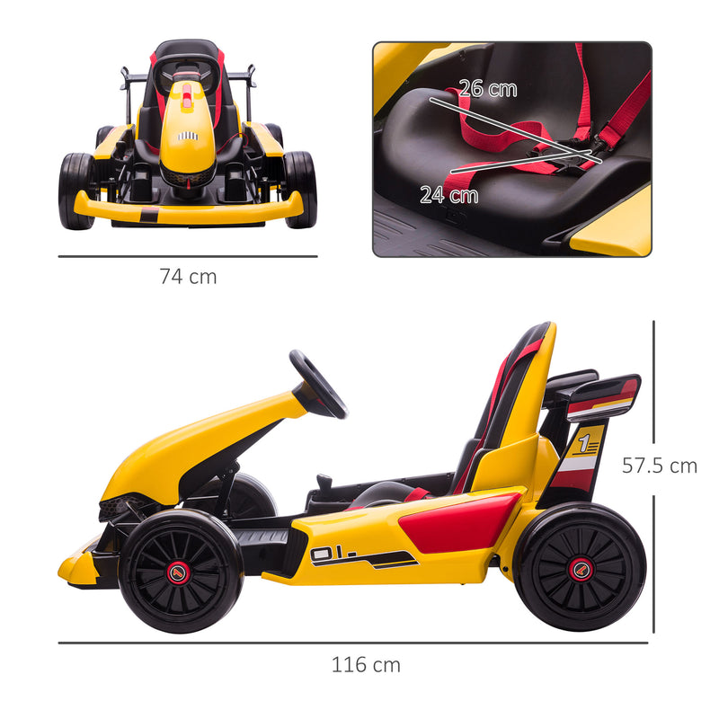 HOMCOM Kids Electric Ride On Go Cart 12v - Yellow