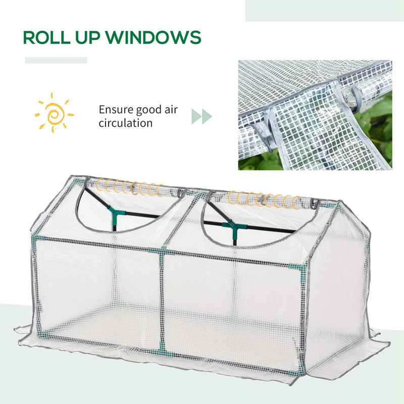 Outsunny Mini Greenhouse With 2 Windows, Plant Flower Herbs Growing, PE, 120 x 61 x 61cm