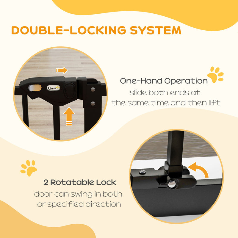 PawHut Adjustable Safety Gate w/ 1 Extensions and Four Adjustable Screws, Black