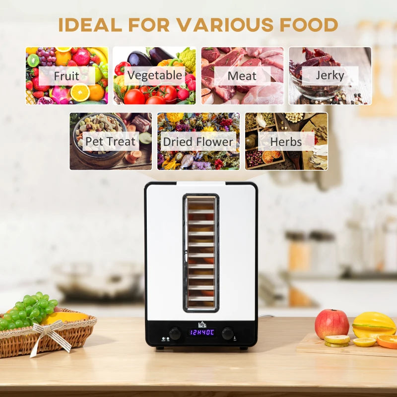 HOMCOM Food Dehydrator 11 Tier 550W - White