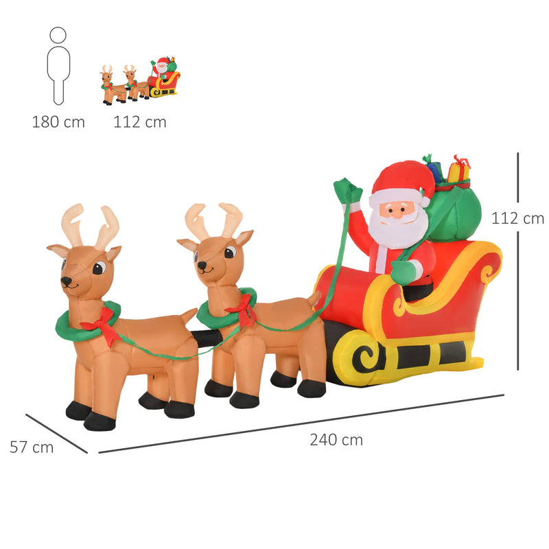 HOMCOM Inflatable Santa Claus On Sleigh