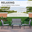 Outsunny 4 Pcs Curved Steel Outdoor Furniture Set w/ Loveseat , 2 Texteline Seats,Glass Top Table Garden Balcony Patio Furniture For Family Party Events Guests -Grey 13 global ratings