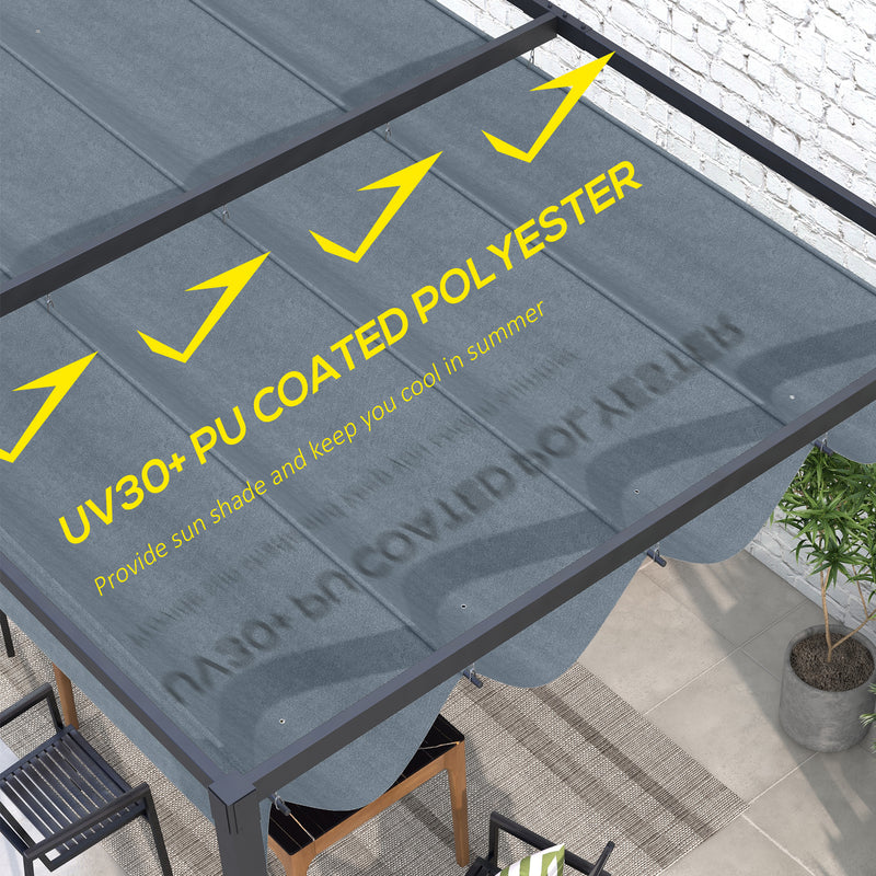 Outsunny Pergola Sun Shade Cover Roof Replacement for 3 x 2.15m Pergola, Grey
