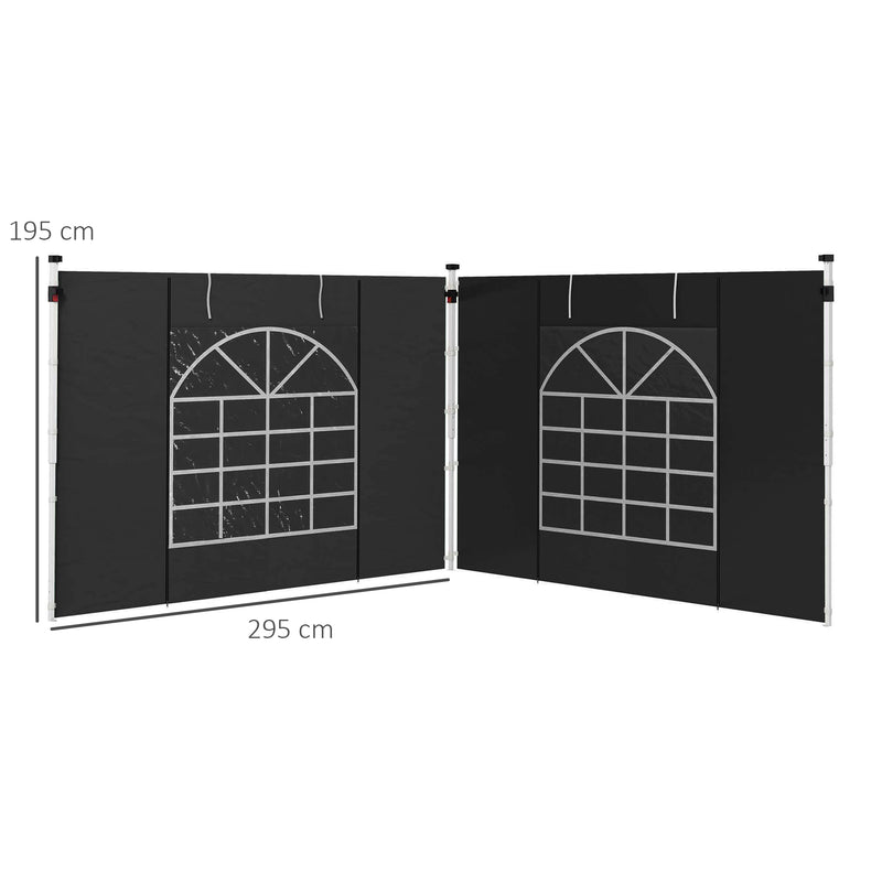 Outsunny 3x3(m) or 3x6m Pop Up Gazebo Side Panels Replacement, 2 Pack, Black